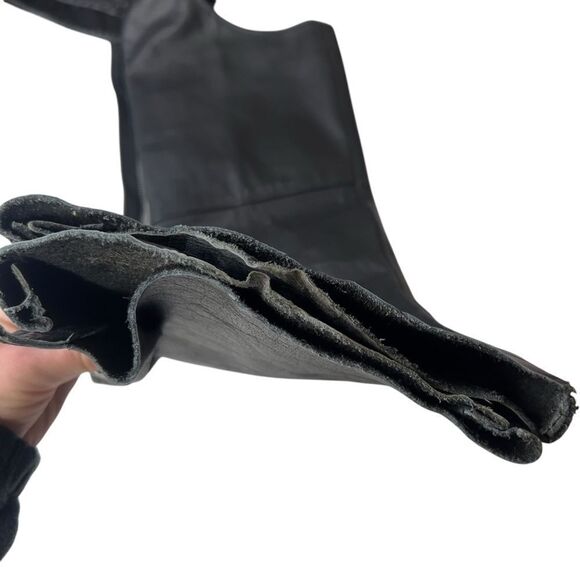 Unisex Interstate Leather Black Motorcycle Biker Riding Chaps Adjustable S - Picture 15 of 16